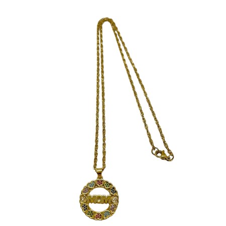 necklace steel gold chain with gold element mom